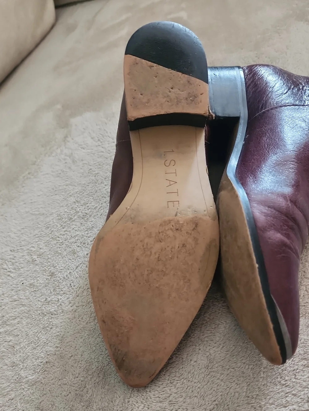 1.STATE Women's Pointed Ankle Boots in Burgundy